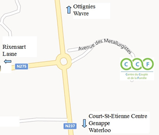 Plan d'accès au Centre du Couple et de la Famille de Court-Saint-Etienne Ottignies